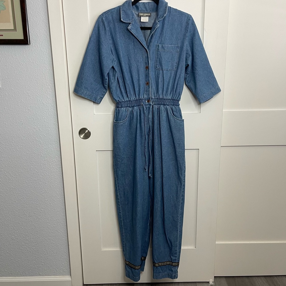 Vintage Saint Germain Petite Cotton Denim Jumpsuit Boiler Suit Size Medium